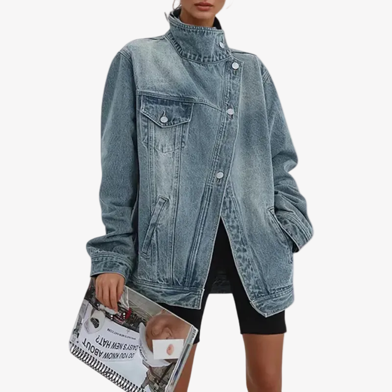 Inthet™ – Bomull Street Style Trendig Asymmetrisk Knappjacka