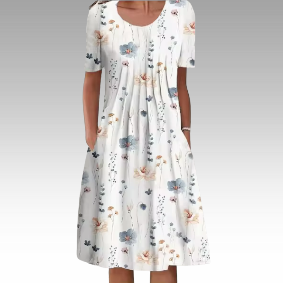 Ziva™ – Elegant Klänning med Blommönster och Magtäckning