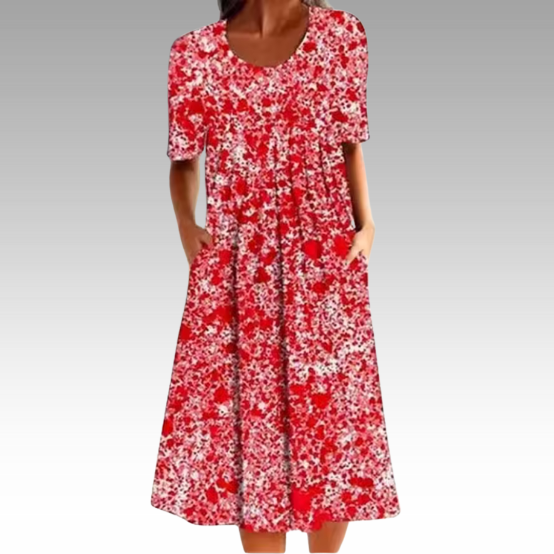 Ziva™ – Elegant Klänning med Blommönster och Magtäckning