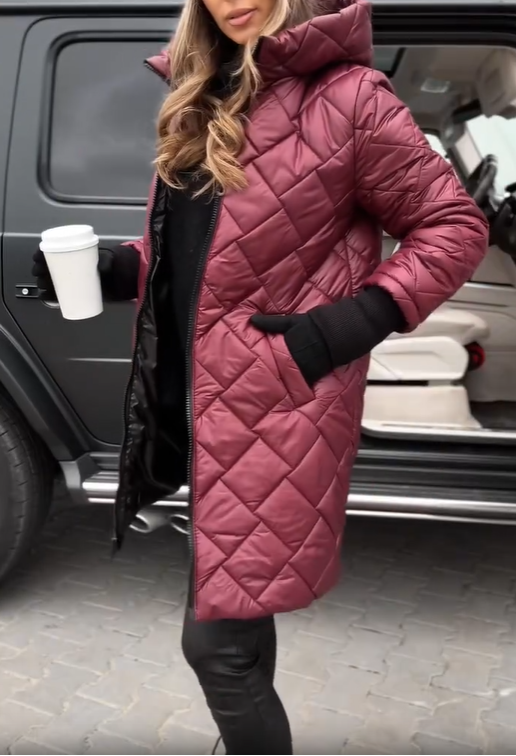 Berna™ -  Elegant Quiltad Dunjacka Med Huva