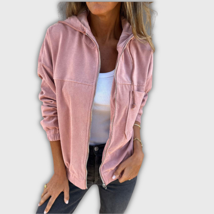 Femke™ - Retro Manchestertyg Jacka med Stil och Huva