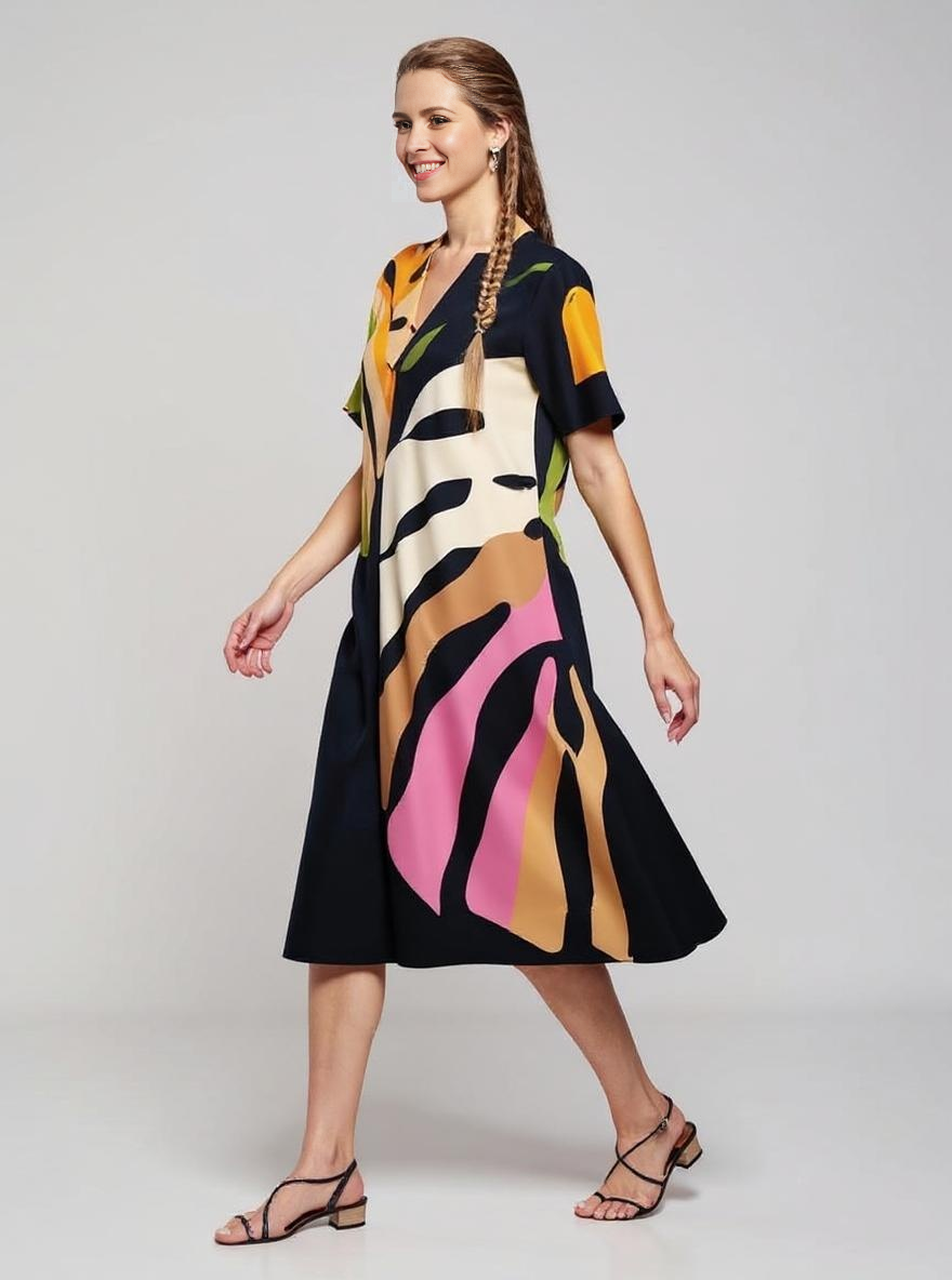 Leafara™ - Ledig Klänning med Färgglatt Bladtryck