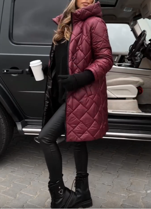 Berna™ -  Elegant Quiltad Dunjacka Med Huva